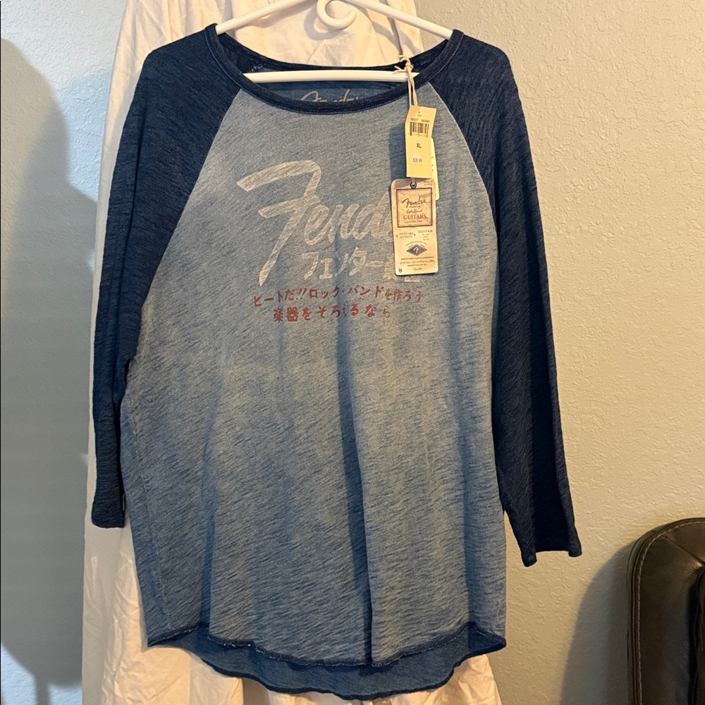 Fender Blue Raglan Sleeve Tee
